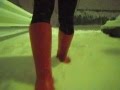 Rain boots Snowy night