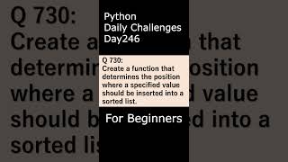 Python Daily Challenges Day246 For Beginners #programming #python #beginnersstitch