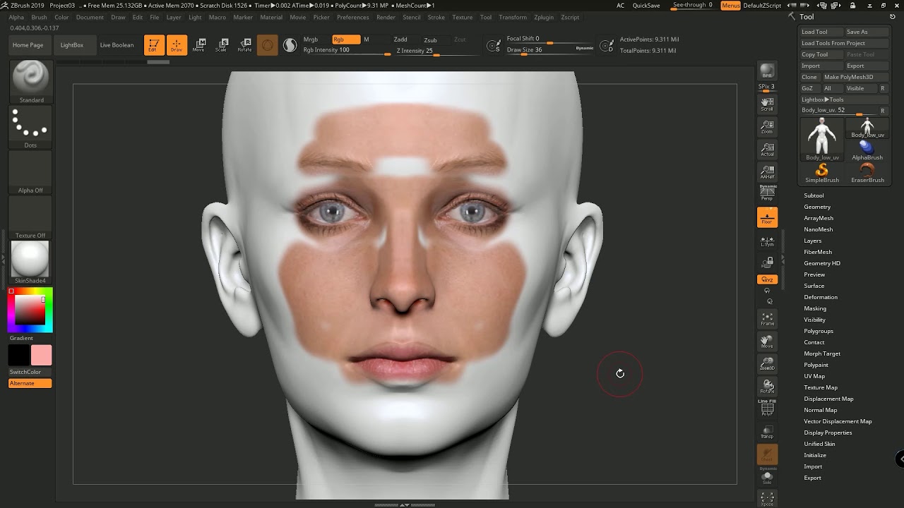 how to project poly paint in zbrush