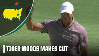 Tiger Woods receives big ovation after par on 18 to make cut | 2024 Masters