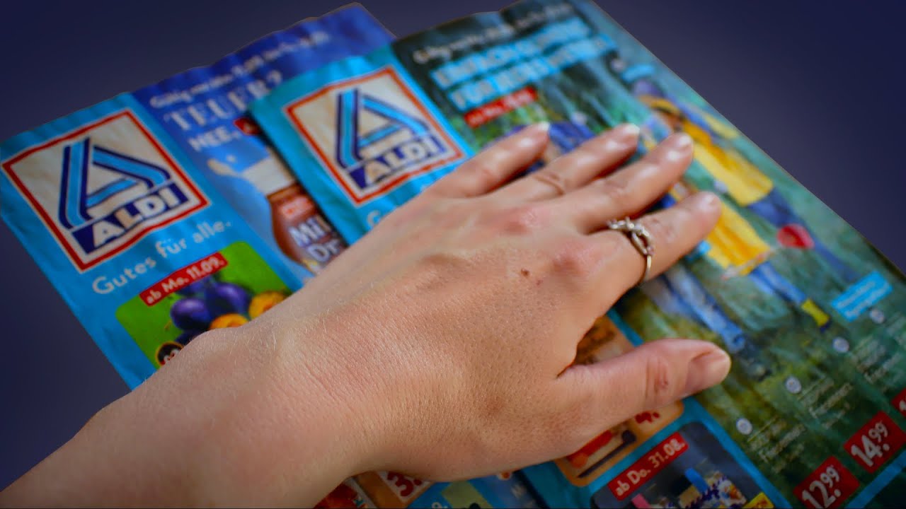 ASMR ALDI PROSPEKTE 😴  PAPER SOUNDS (KNISTERN), PAGE TURNING, SANFTES STREICHEN ÜBER PAPIER 🤚🏽