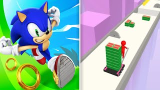 Sonic Dash Vs Stack Rider 3D  - Gameplay Speed Battle - Sonic Vs all Bosses Gameplay