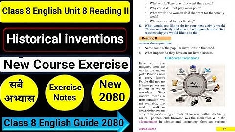 Class 8 English book Unit 8 Reading II Historical invention Of All Solution New Guide 2080.