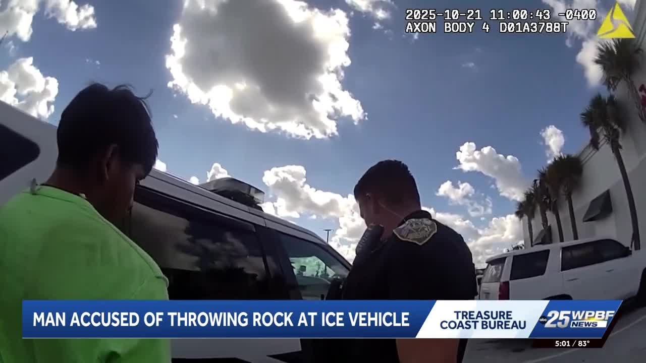 Man arrested after throwing rock at ICE vehicle in Tradition - YouTube