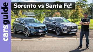 Hyundai Santa Fe vs Kia Sorento 2021 comparison review: 7seater diesel AWD SUVs face off!