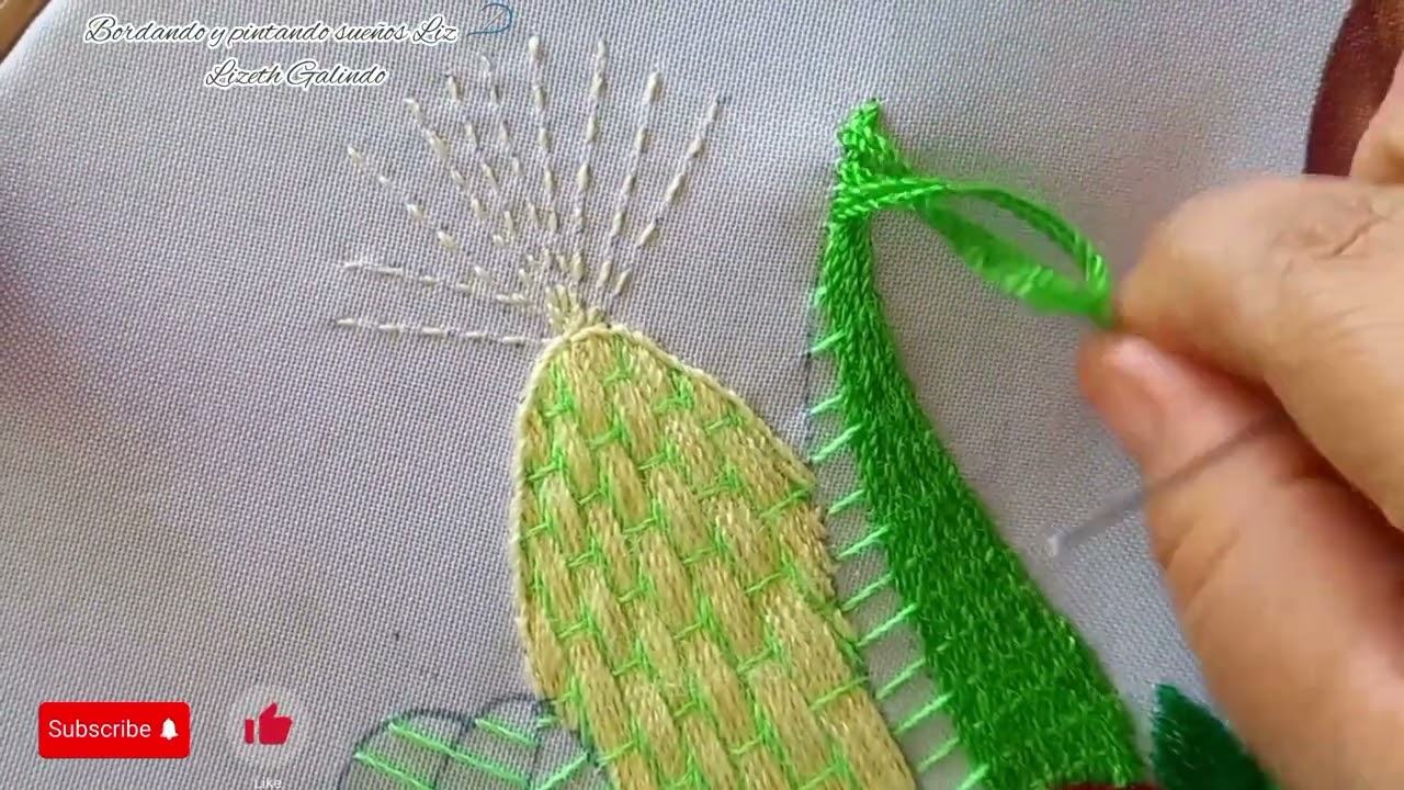 Hoja de elote No.1/Bordado fantasía fácil paso a paso 🪡🧶