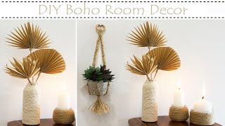 3 Amazing Boho Room Decor Ideas | Paper Palm Leaf | Plant Hanger |Rope Candle Holder| DIY Room Decor