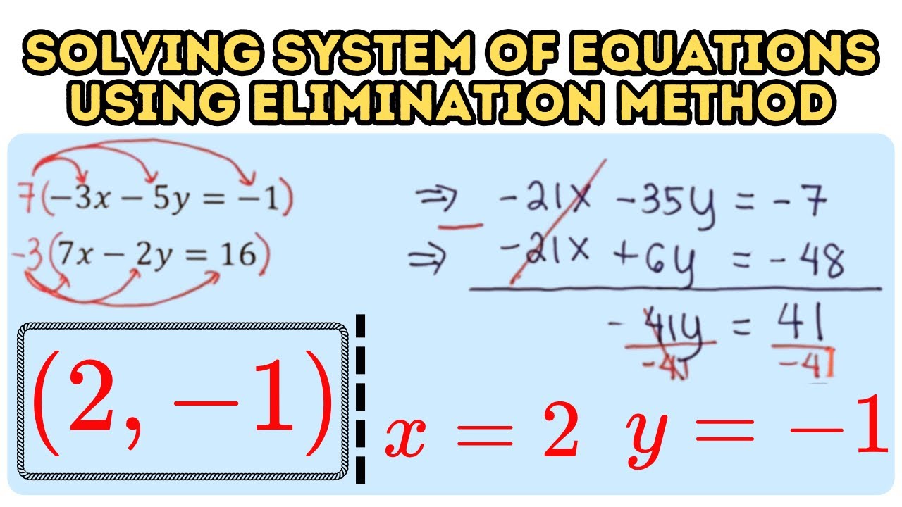 Solve System of Equations using Elimination Method (Part 2) - YouTube
