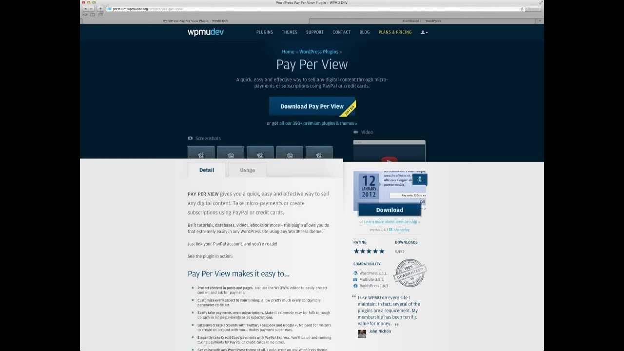 WordPress Plugin: Pay per View - YouTube