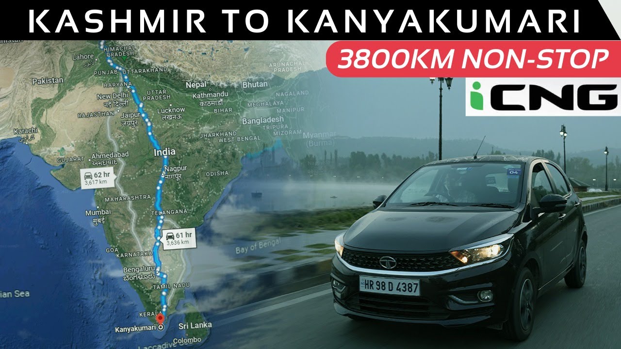 Kashmir To Kanyakumari non-stop in the Tata Tiago iCNG || 3800km CNG Road Trip || 91Wheels