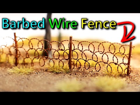 How to make a HO scale model railroad barbed wire fence
