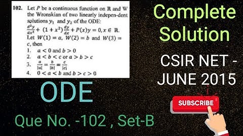 Csir Net-June 2015 Part-C Que No. 102 | ODE