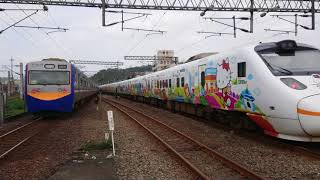 426次 Hellow Kitty 太魯閣 TEMU1013-1014 七堵通過 交會 2154 阿福號 EMU729-730