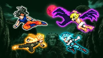 Goku TP OP(All Form) & Naruto OP(All Form) VS Deku OP & Meliodas TP OP in Jump Force Mugen