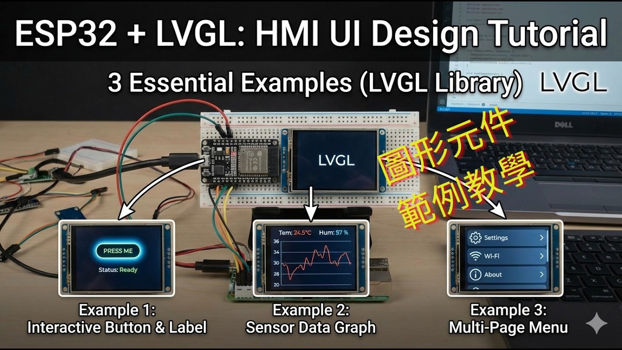 LVGL系列一：如何在 ESP32-S3 開發板上面設計出漂亮的操作介面？(以 LVGL 圖形函數庫的範例解說)
