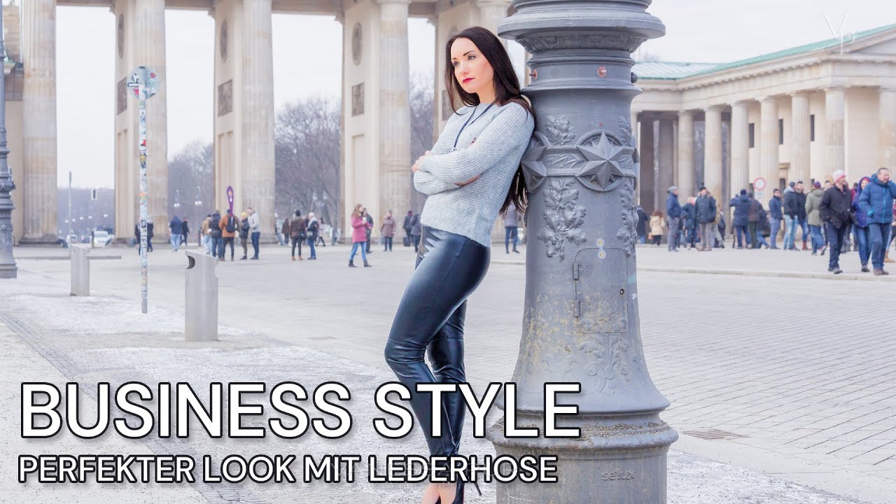 BUSINESS OUTFIT mit Lederrock, Strumpfhosen, HIGH HEELS und gemütlicher Leder Leggings Look