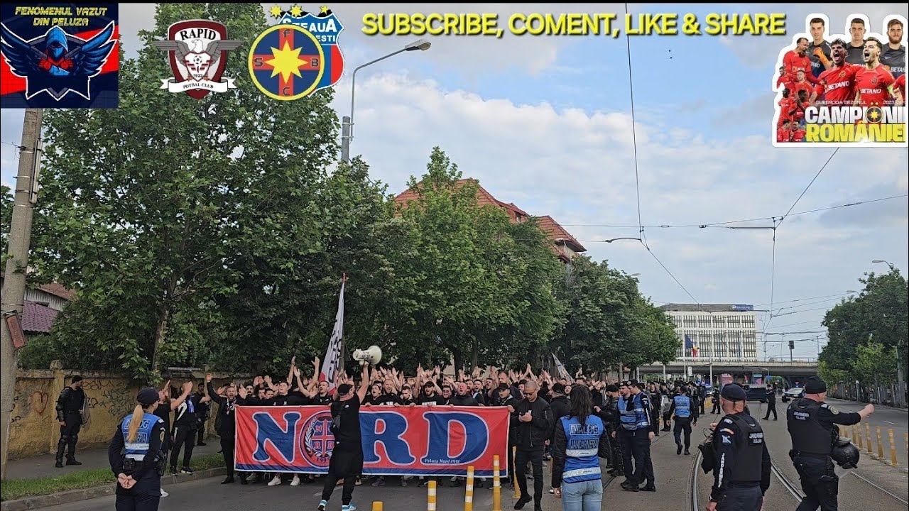 Corteo Peluza Nord la meciul Rapid- STEAUA(FCSB)- vizita Campionilor Romaniei in Giulesti