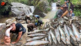 Fishing Technique Duwali Fishing in Heavy Rain Himalayan Pikhuwa River Part-II Cooking with Family
