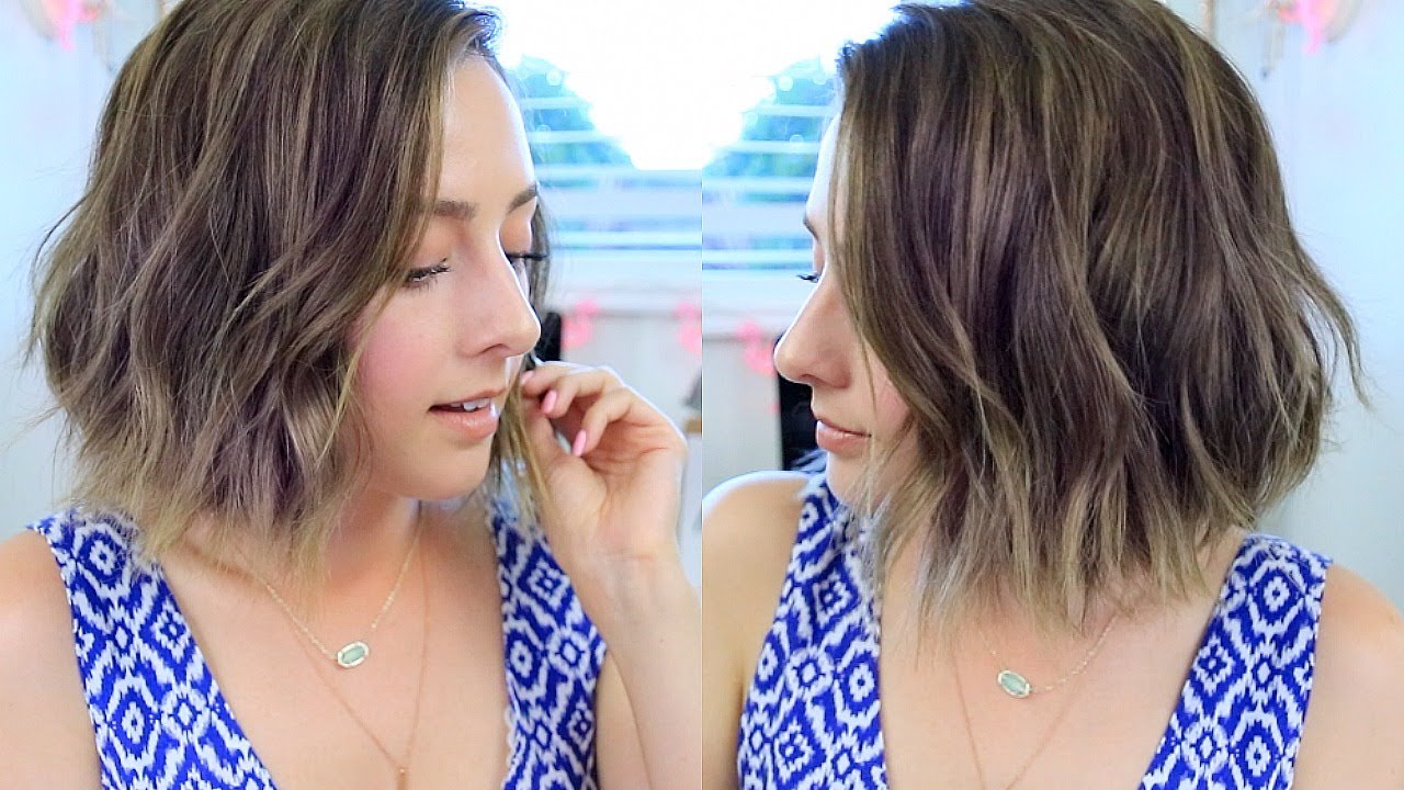 Beachy Waves With Curling Wand | How To Style Short Hair! - YouTube
