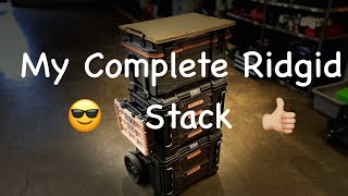 Ridgid Pro Gear 2.0 rolling drawers stack complete with wood worktop and cooler !!!