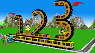 やわらかい踏切と電車 - Train Railroad Crossing Destroy Honeycomb Candy Challenge in Playable Game part 1