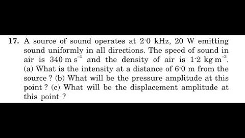 A source of sound operates at emitting sound uniformly in all directions. The speed of sound in air