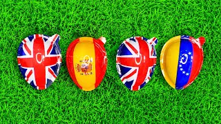 UK 🇬🇧 Spain 🇪🇸 Venezuela 🇻🇪 Eggs Surprise Candy Eggs with Country Flags 🌍 Sweet Candy Challenge