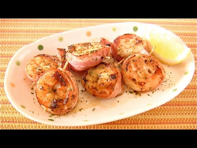 Bacon Rolled Shrimp Saute (Recipe) 海老のくるりんベーコン巻き焼き (レシピ) | ochikeron