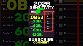 New OB53 Update Hacker Sensitivity Settings ⚡ 2gb,6gb,8gb,12gb Best sensitivity settings 2026