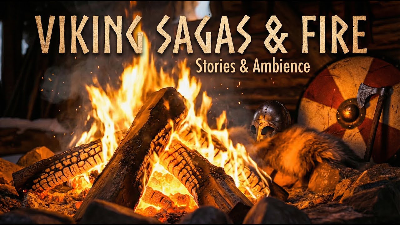 Relaxing Viking Sagas | Norse Stories for Sleep & Study | Fireplace 4K ULTRA HD