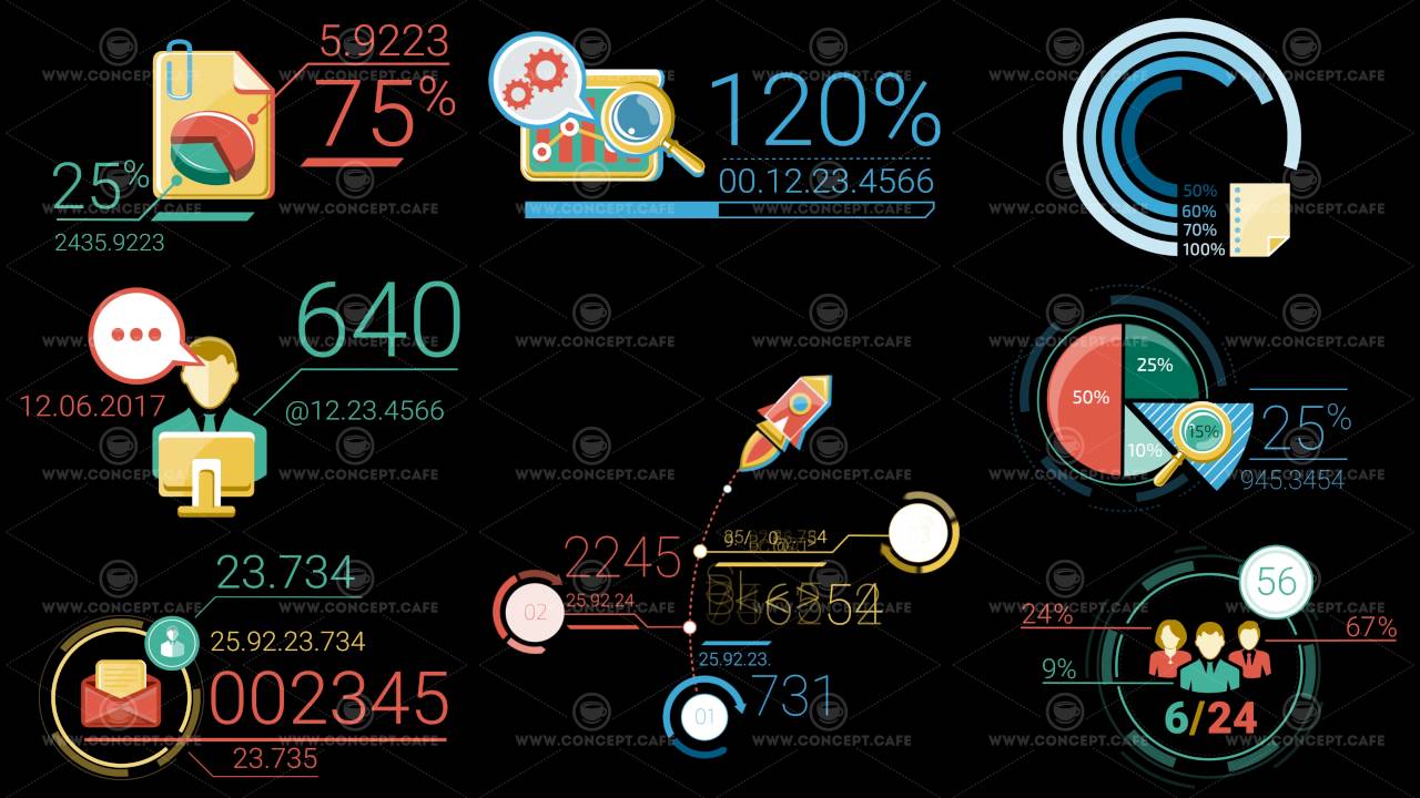 Business Infographics Color Elements With Alpha Channel