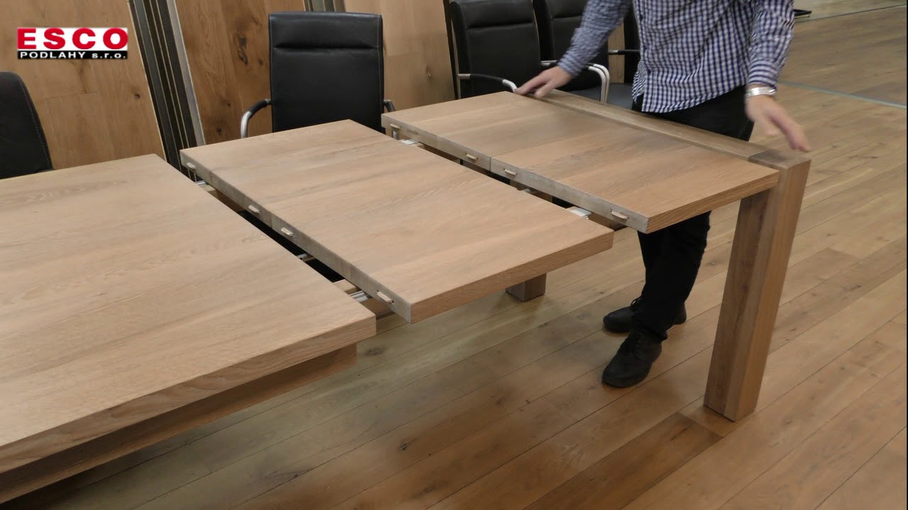 Masivní dřevěný dubový rozkládací stůl - YouTube