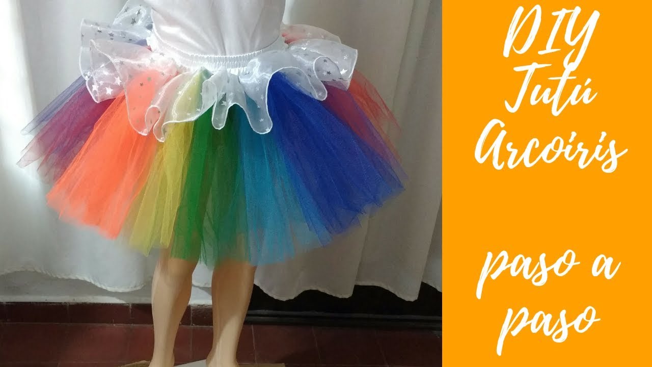 DIY. COMO HACER TUTU multicolor de Unicornio 🦄 Falda de tul con pretina y elástico fácil para - YouTube