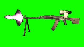 Rpk-74M Russian Sniper Rifle With Night Scope In Green Screen