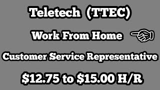 Teletech TTEC Work From Home Customer Service Representative