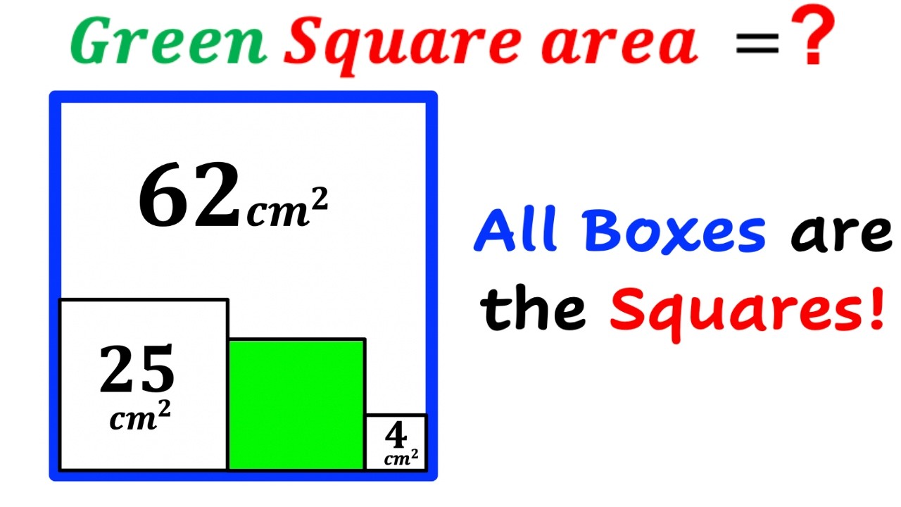 Can you find area of the Green shaded Square? | (Squares) | #math #maths | #geometry