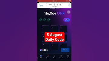 Today 5 August ONUS TAP Daily code #tap2earn #airdrop #onus