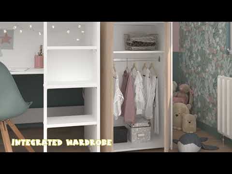 Family Window Tom Low-High Sleeper Bed with Wardrobe, Drawers & Desk Below - video from Family Window