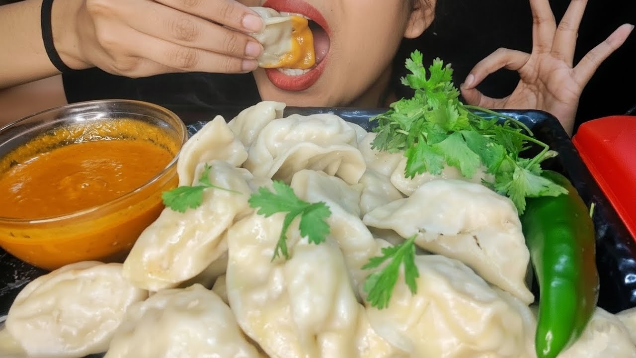 ASMR: Eating spicy momos challenge 🤤 best spicy momos compilation Mukbang #mukbang​ #asmr​🤩🥵