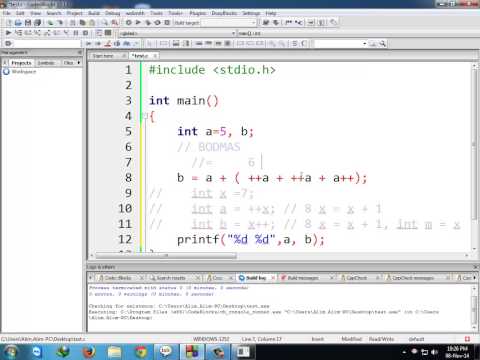 C Programming increment decrement ++x , x++