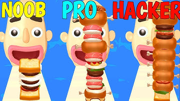 NOOB vs PRO vs HACKER in Sandwich Runner 🥪🥪 gameplay all levels of sandwich runner