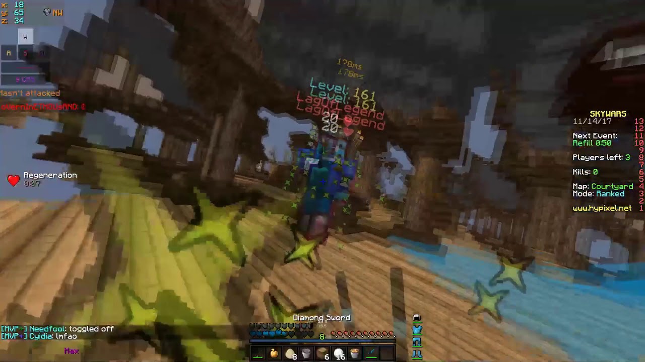 Level 150 Dark Red MVP+ hacking in Ranked Skywars