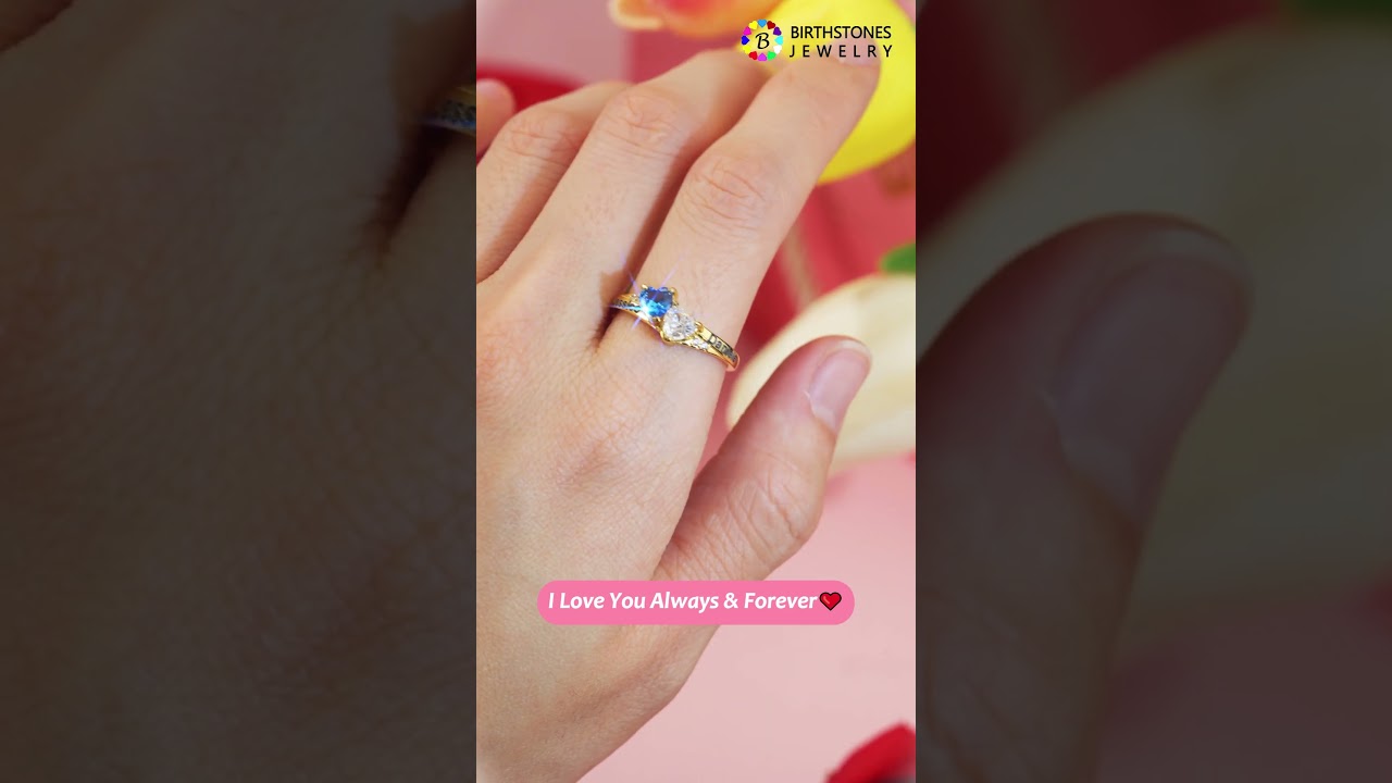 Gold Promise Ring with Couple's Birthstones 