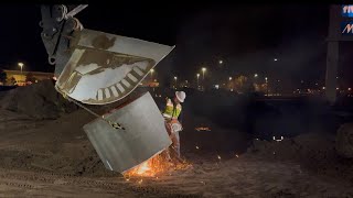 Installing storm sewer on the graveyard shift!