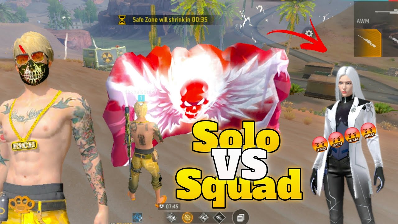 SOLO vs SQUAD 💥 BR rank gameplay | br rank gameplay | samsung A14 free ...