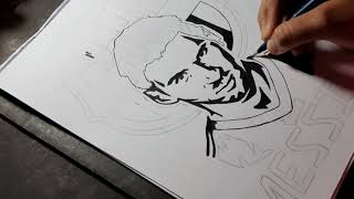 Leo Messi Stencil Art Messi Drawing