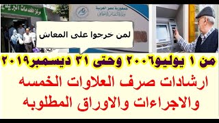 ارشادات عاجله عن صرف العلاوات الخمسه بفيزا المعاشات والمستحقين للصرف والقائمين بصرف المعاشات شهريا