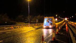 Overturned van being removed from Forth Road Bridge 09/01/15