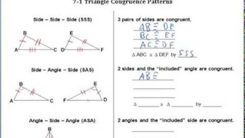 Notes 7-1 Triangle Congruent Patterns