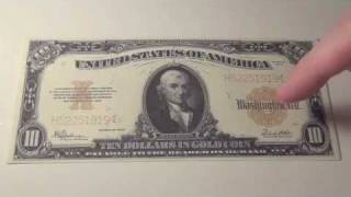 1922 $10 US Gold Certificate
